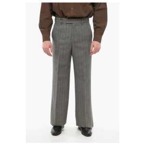 Gucci Herringbone Wool Pants with Hidden Closure