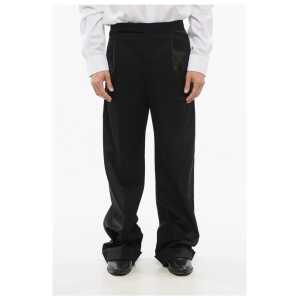 Saint Laurent Satin and Wool Pants with Hidden Closure