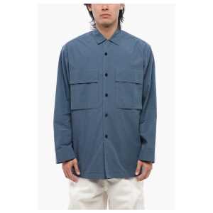 Jil Sander Bowling Collar Cotton Shirt with Utility Pockets