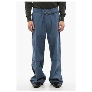 Jil Sander Cotton Wide Leg Pants with Fabric Belt