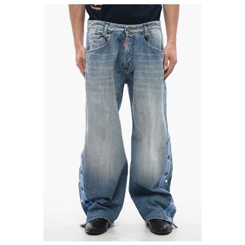 Dsquared² Straight Fit BIG Jeans With Logoed Bands And Side Buttons 27, theFeinheit
