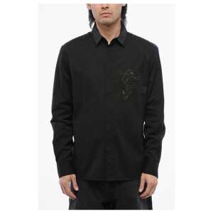 Off-White Cotton Poplin Shirt with Cut Out Details
