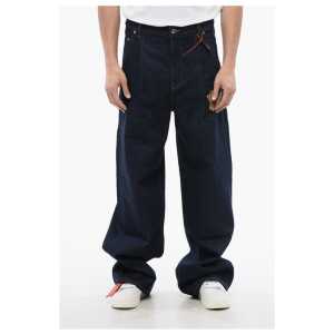Off-White Single-Pleated Baggy Fit Jeans with Embroidered Logo 28cm