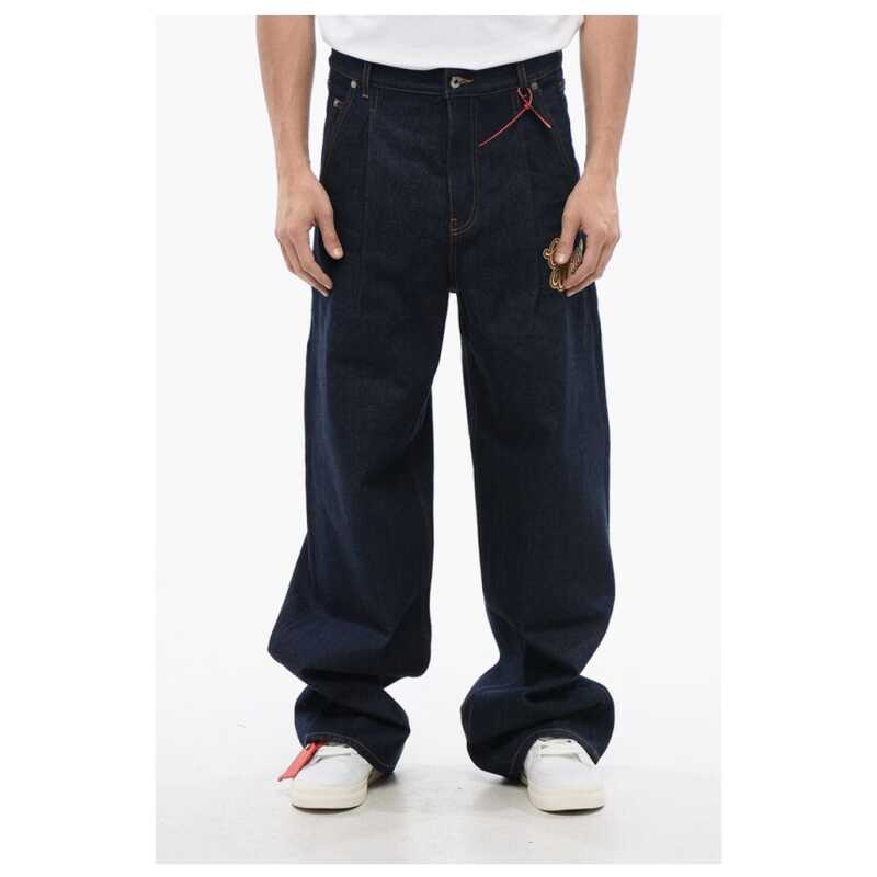 Off-White Single-Pleated Baggy Fit Jeans with Embroidered Logo 28cm, theFeinheit
