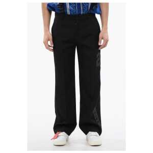 Off-White Virgin Wool Pants with 23 Embroidery