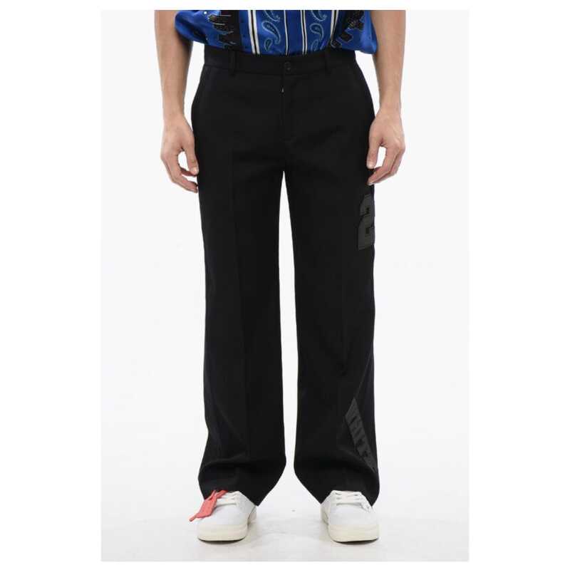Off-White Virgin Wool Pants with 23 Embroidery, theFeinheit
