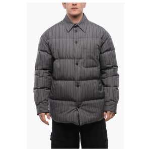Off-White Pinstriped Cotton Padded Reversible Overshirt