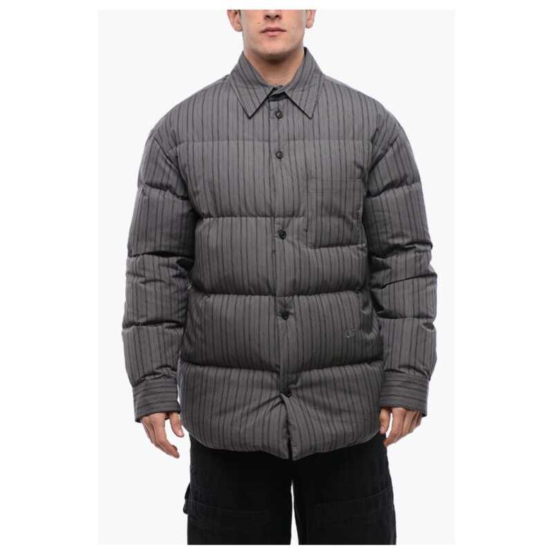 Off-White Pinstriped Cotton Padded Reversible Overshirt, theFeinheit
