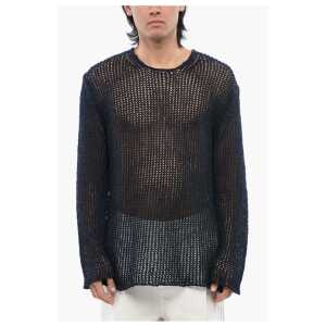 Jil Sander Crew Neck Openwork Cotton Sweater