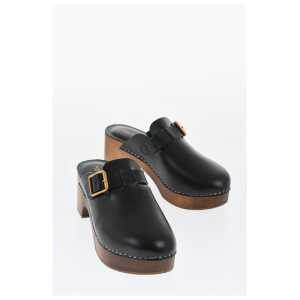 Golden Goose Leather PROVENCE Clogs with Golden Buckle Heel 6.5cm