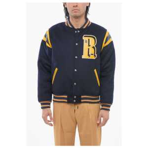 Rhude Wool Bomber with Faux Leather and Snap Buttons