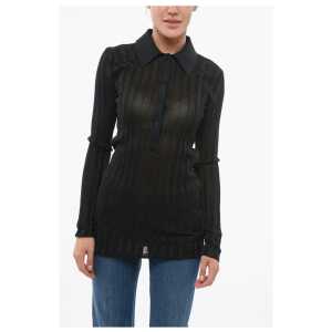 Stella McCartney Ribbed Lurex Sweater with Polo Neck