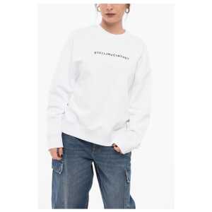 Stella McCartney Brushed Cotton Crew Neck Sweatshirt with Printed Logo