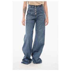Etro Super Wide Leg Denims with Embroidered Pockets
