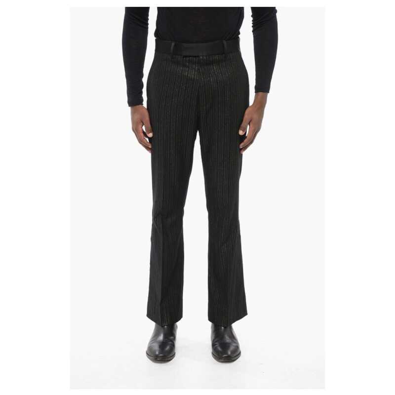 Amiri Wool Blend Pants with Lurex Pinstriped Motif, theFeinheit