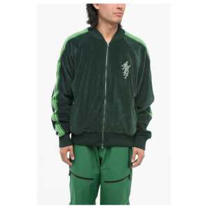 Amiri Velour RAIN FOREST Track Sweatshirt with Tape Side Bands