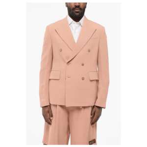 Amiri Double-breasted Twill Viscose Blazer with Flap Pockets