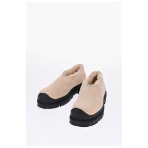 Jil Sander Suede Slip-on Sneakers with Shearling Lining