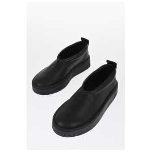 Jil Sander Leather Slip-on Sneakers with Rubber Sole