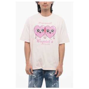 Dsquared² Crew Neck CUPID'S CLUB Cotton T-Shirt