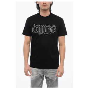 Dsquared² Cotton D2 GOTHIC Loose Fit T-Shirt with Rhinestones