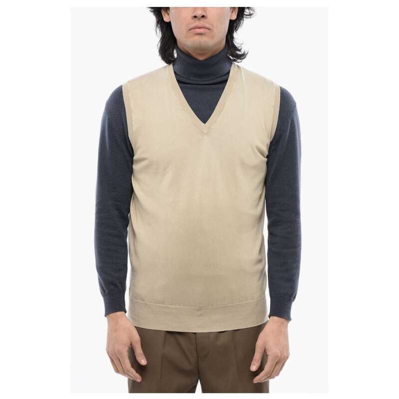 Corneliani ID Lightweight Cotton Sleeveless V-neck Sweater, theFeinheit