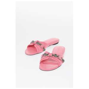 Balenciaga Leather CAGOLE Sandals with Maxi Studs and Buckle