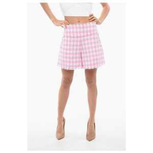 Balmain Houndstooth Tweed Shorts with Logoed Buttons