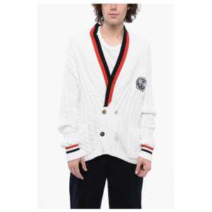 Balmain Double-breasted Cable Knit Cotton Cardigan