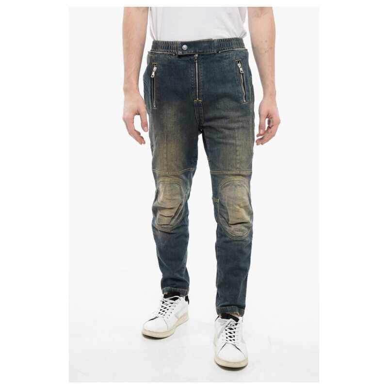 Balmain Vintage Washed Biker Denims with Elastic Waistband 15cm, theFeinheit