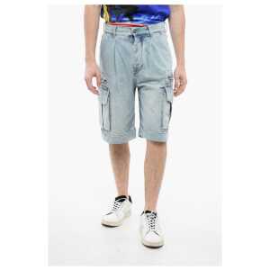 Balmain Denim Cargo Shorts with Belt Loops