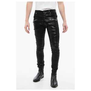 Balmain Coated Cotton Slim Fit Biker Denims 14cm