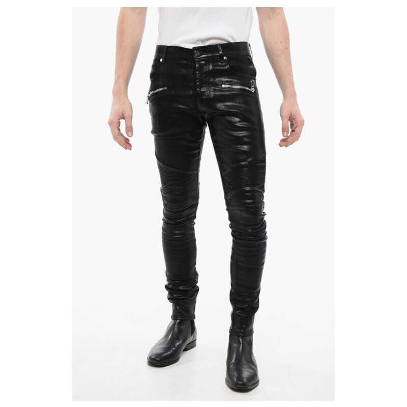 Balmain Coated Cotton Slim Fit Biker Denims 14cm, theFeinheit