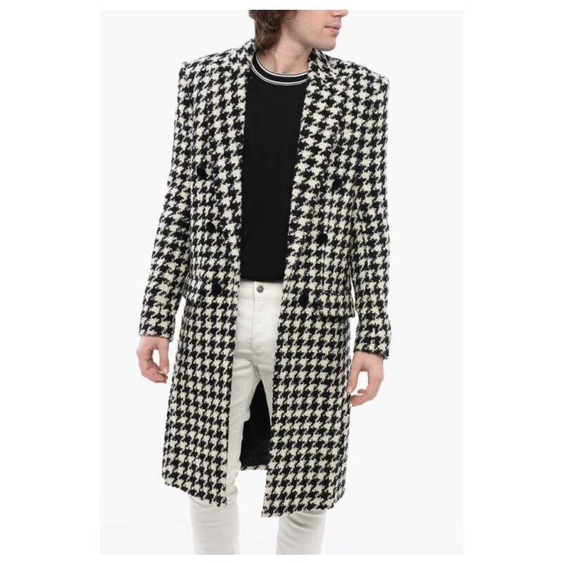 Balmain Houndstooth Patterned Tweed Coat with Velour Buttons, theFeinheit