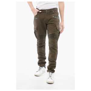 Balmain Denim Cargo Pants with Biker Details