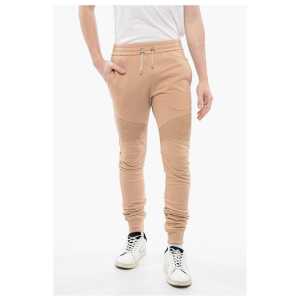 Balmain Brushed Cotton Biker Sweatpants with Cuffs