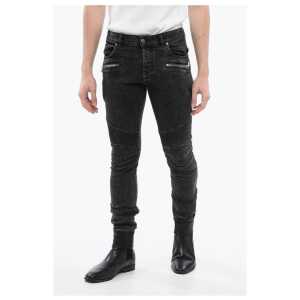 Balmain Slim Fit Biker Denims with Logoed Cuffs 15cm