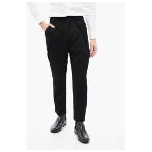Balmain Single-pleated Jacquard Viscose Pants with Monogram Motif