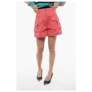 Balmain High Waisted Cargo Denim Shorts