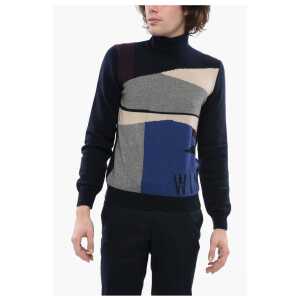 Corneliani Cashmere Turtleneck Sweater with Multicolored Brand