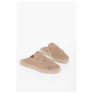 Maison Margiela Leather Slides With Stitching Detail And Espadrillas Soles
