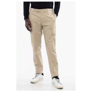 Corneliani CC COLLECTION Stretch Cotton Chinos Pants with Belt Loops
