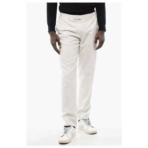 Corneliani CC COLLECTION Cotton and Cashmere Pants with Scalloped Hem