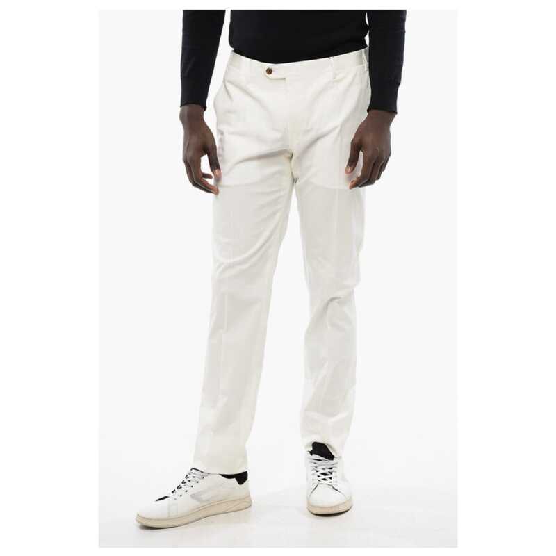 Corneliani Solid Color Stretch Cotton Pants with Belt Loops, theFeinheit