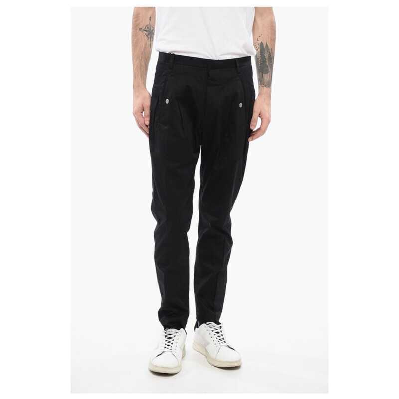 Corneliani TREND Cotton Single Pleat Pants with Hidden Closure, theFeinheit