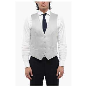 Corneliani CC COLLECTION Two-Tone Wool Blend Waistcoat with Martingale
