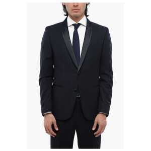 Corneliani CC COLLECTION Virgin Wool Side Vents Shawl Lapel Tuxedo Blaz