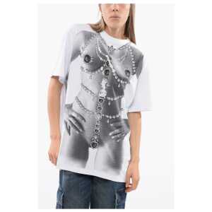 John Richmond Oversized BERDI T-shirt with Trompe l'oeil Print
