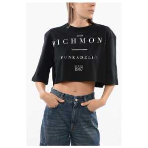 John Richmond Cropped GENYA T-shirt with Oversized Fit