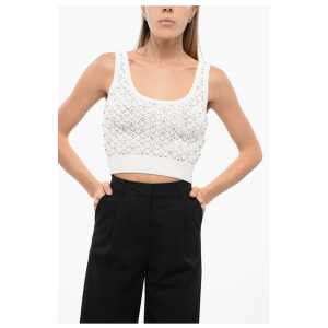 John Richmond Openwork BUIO Top with Crystal Application
